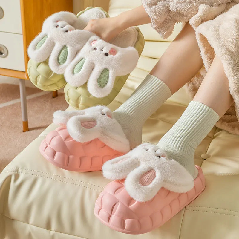 Rabbit Fuzzy Slippers | Cozy Washable Indoor Winter Slippers