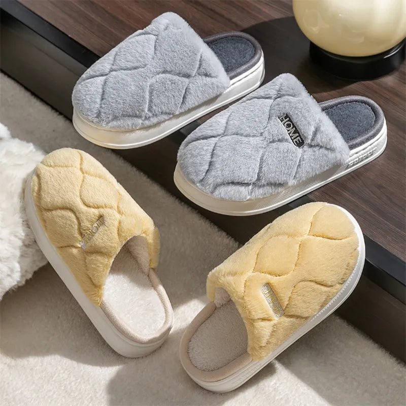 Couple Plush Winter Slippers | Cozy Warm Indoor House Shoes for Men & Women
