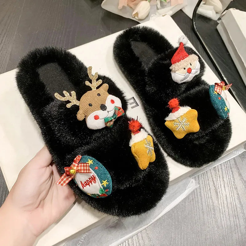 Women's Cute Christmas Cartoon Cotton Slippers