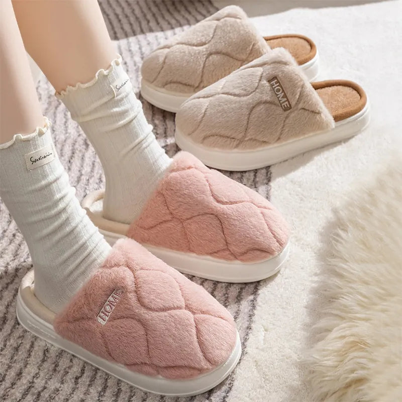 Couple Plush Winter Slippers | Cozy Warm Indoor House Shoes for Men & Women