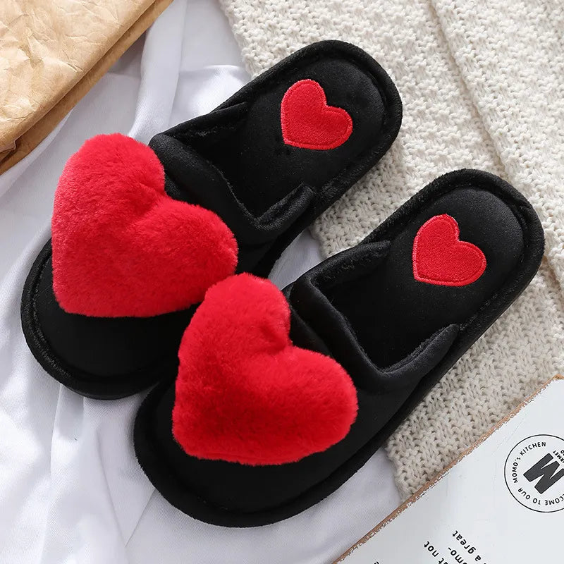 Warm Plush Love Slippers – Soft Valentine Home Shoes