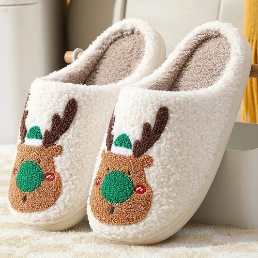 Christmas Reindeer Winter Plush Slippers - Warm & Cozy