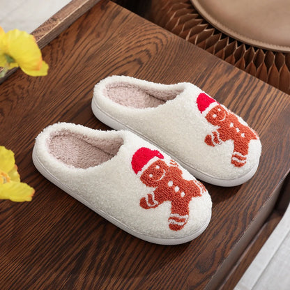 Gingerbread Cozy Christmas Slippers Warm Winter Home Shoes