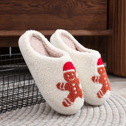 Gingerbread Cozy Christmas Slippers Warm Winter Home Shoes