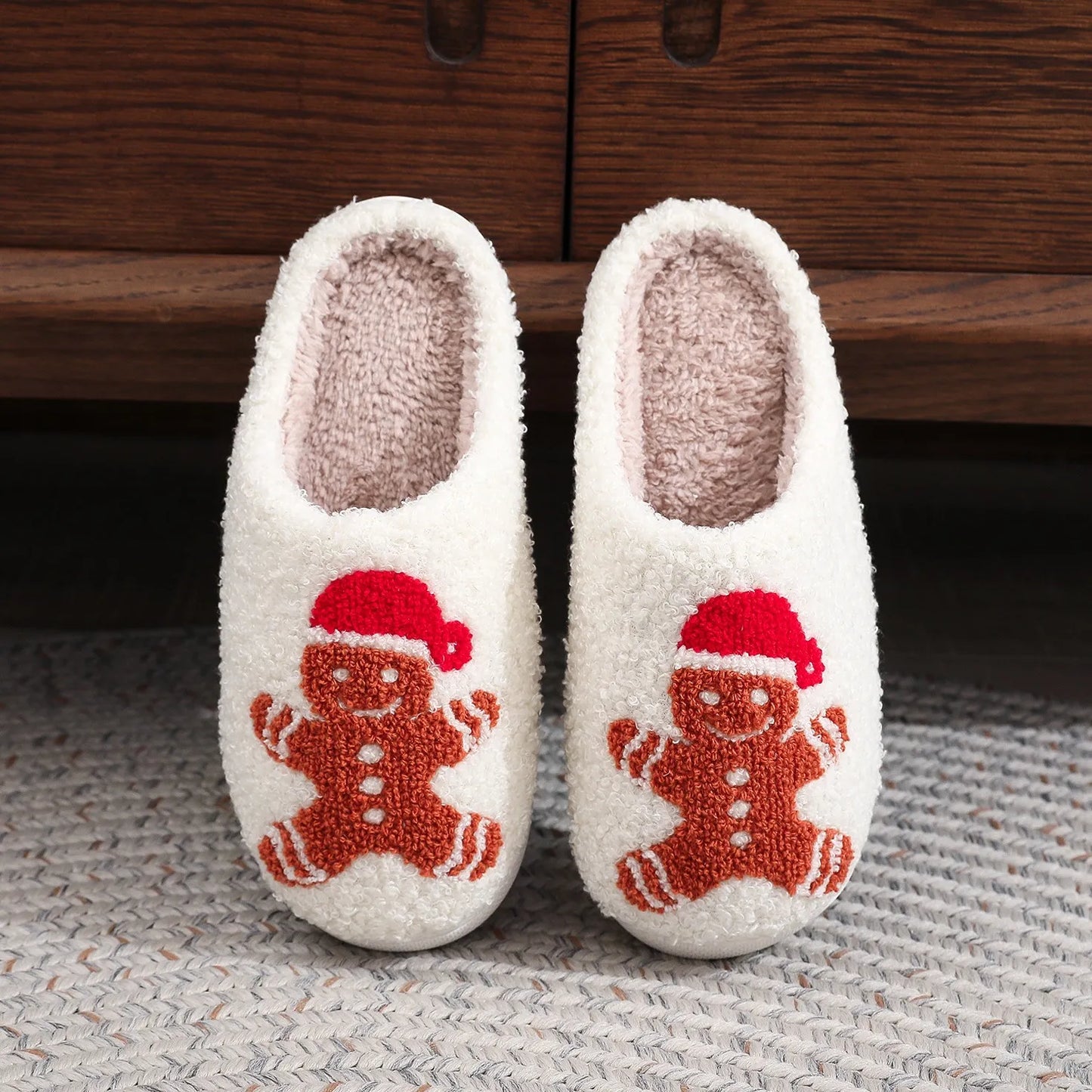 Gingerbread Cozy Christmas Slippers Warm Winter Home Shoes