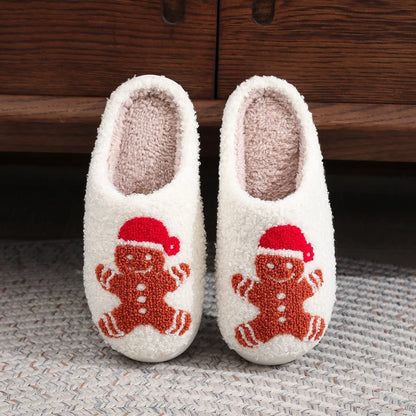 Gingerbread Cozy Christmas Slippers Warm Winter Home Shoes