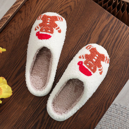 Gingerbread Cozy Christmas Slippers Warm Winter Home Shoes