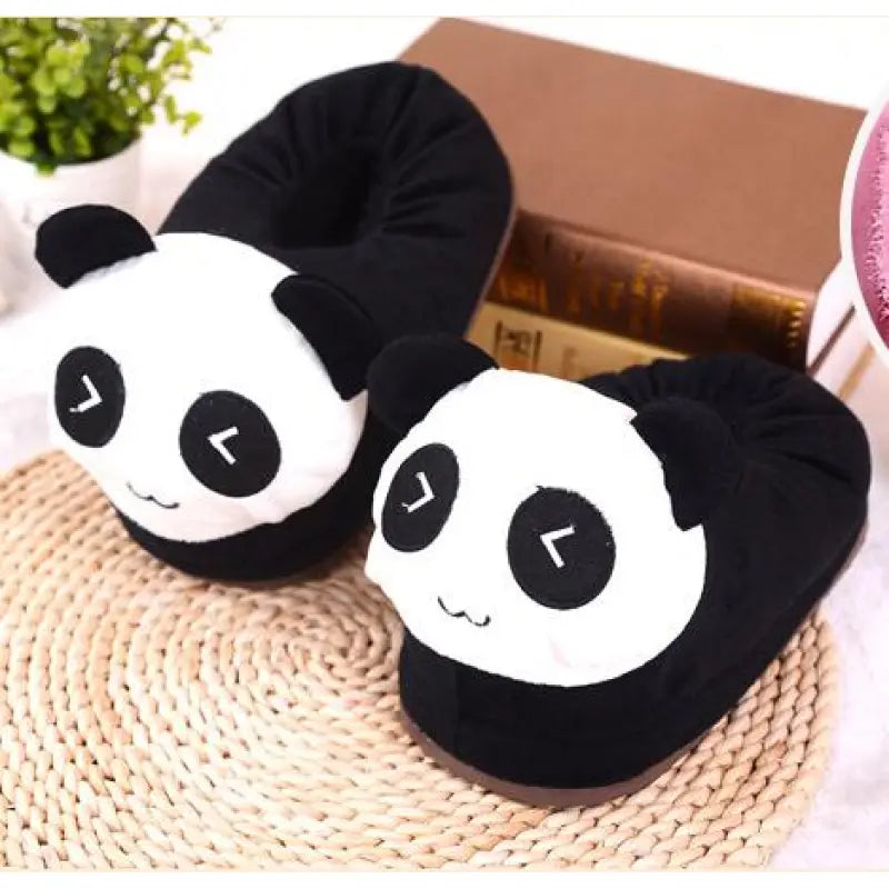 Cute Panda Plush Slippers – Warm Winter Indoor House Shoes