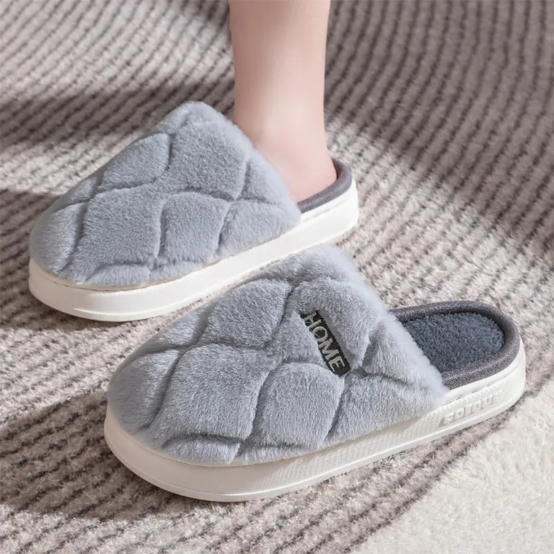 Couple Plush Winter Slippers | Cozy Warm Indoor House Shoes for Men & Women