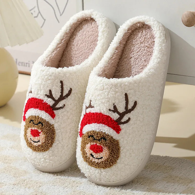 Santa Claus Slippers – Cozy Furry Christmas Shoes for Men & Women