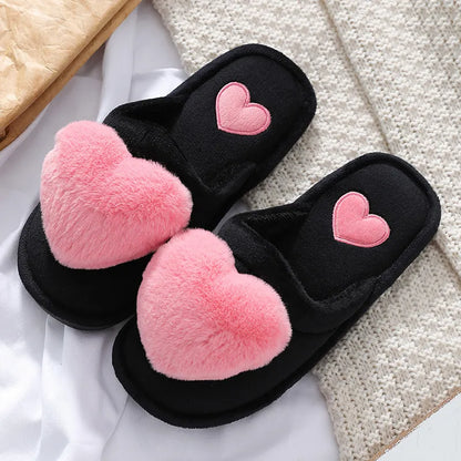 Warm Plush Love Slippers – Soft Valentine Home Shoes