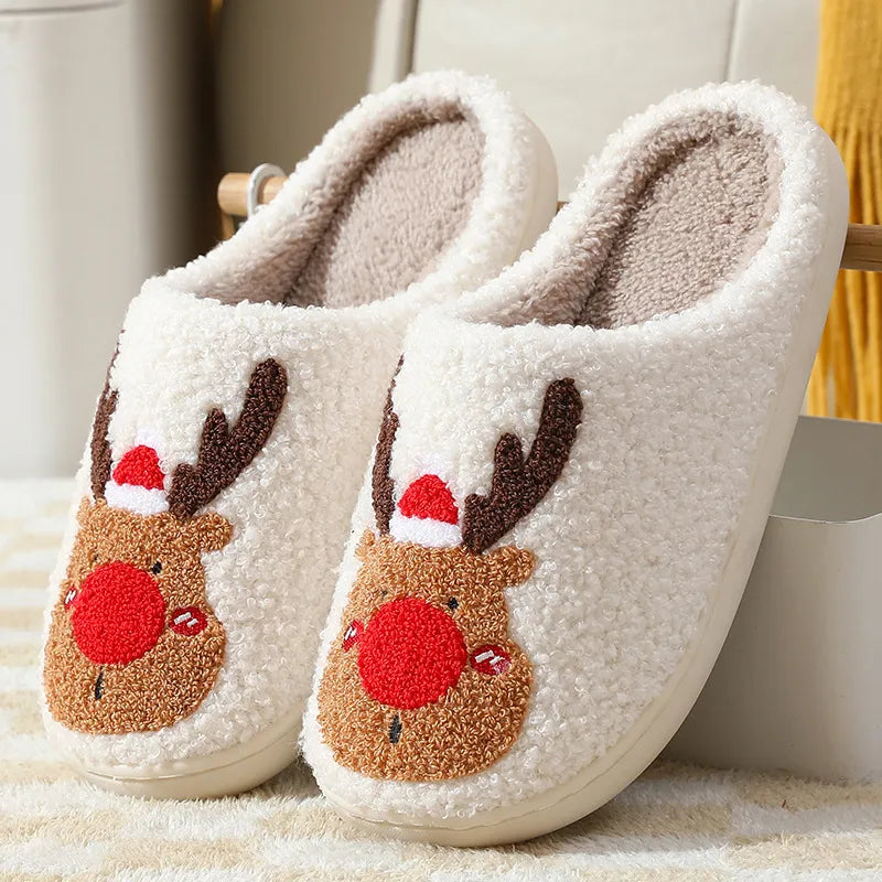 Christmas Reindeer Winter Plush Slippers - Warm & Cozy