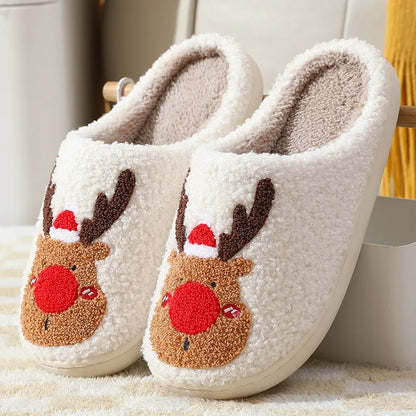 Christmas Reindeer Winter Plush Slippers - Warm & Cozy
