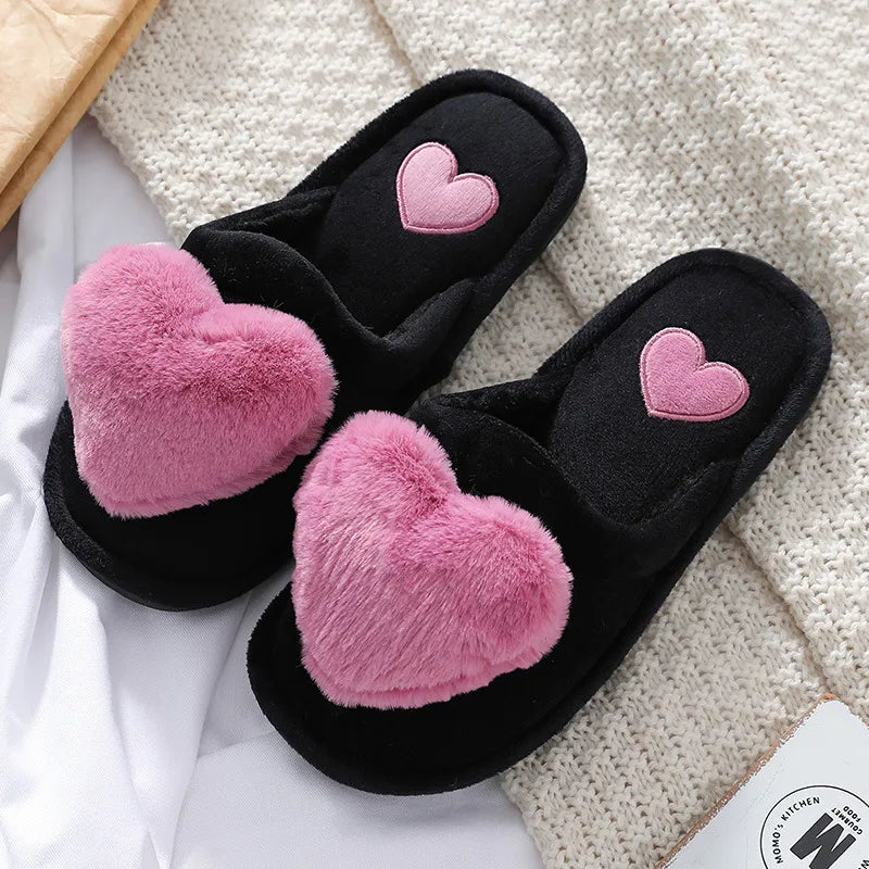 Warm Plush Love Slippers – Soft Valentine Home Shoes