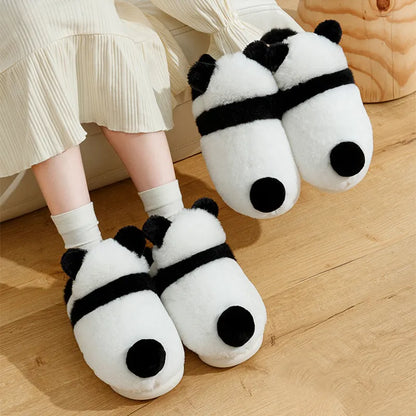 Kawaii Panda Plush Slippers – Soft Warm Indoor Winter House Shoes