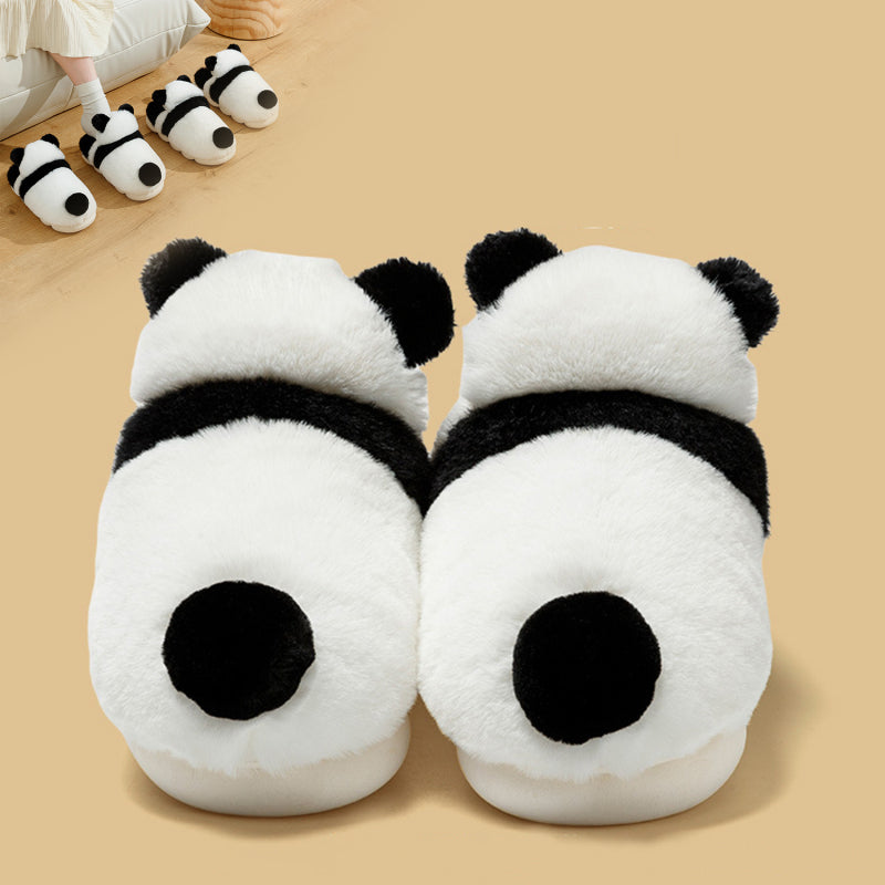 Kawaii Panda Plush Slippers – Soft Warm Indoor Winter House Shoes