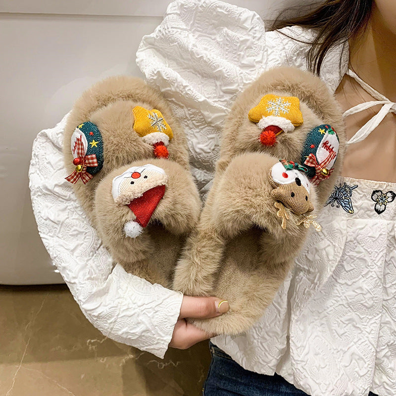 Women's Cute Christmas Cartoon Cotton Slippers