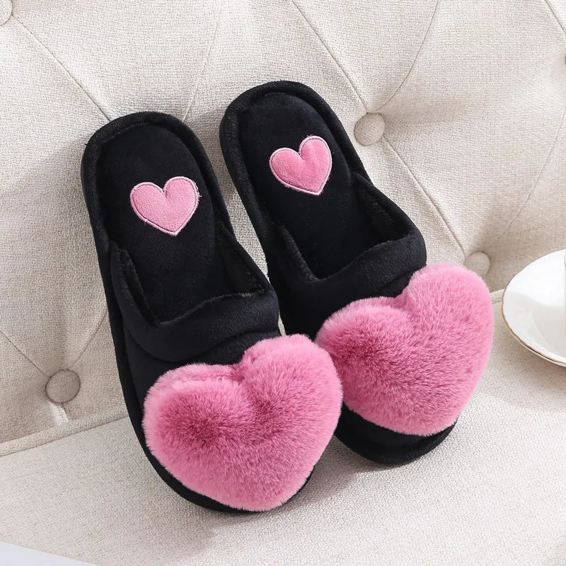Warm Plush Love Slippers – Soft Valentine Home Shoes