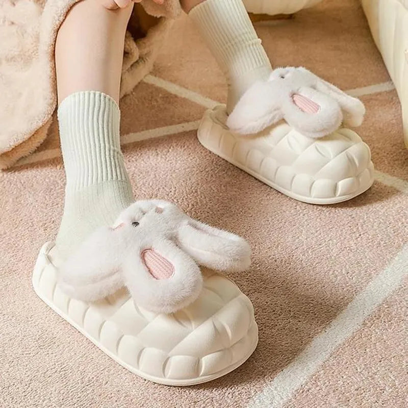 Rabbit Fuzzy Slippers | Cozy Washable Indoor Winter Slippers