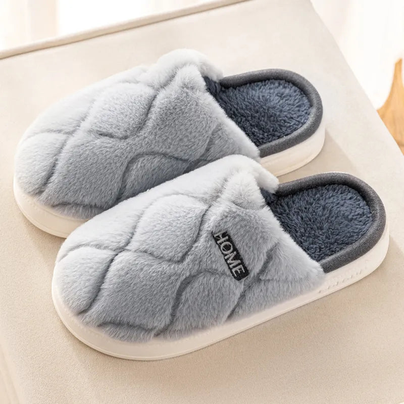 Couple Plush Winter Slippers | Cozy Warm Indoor House Shoes for Men & Women