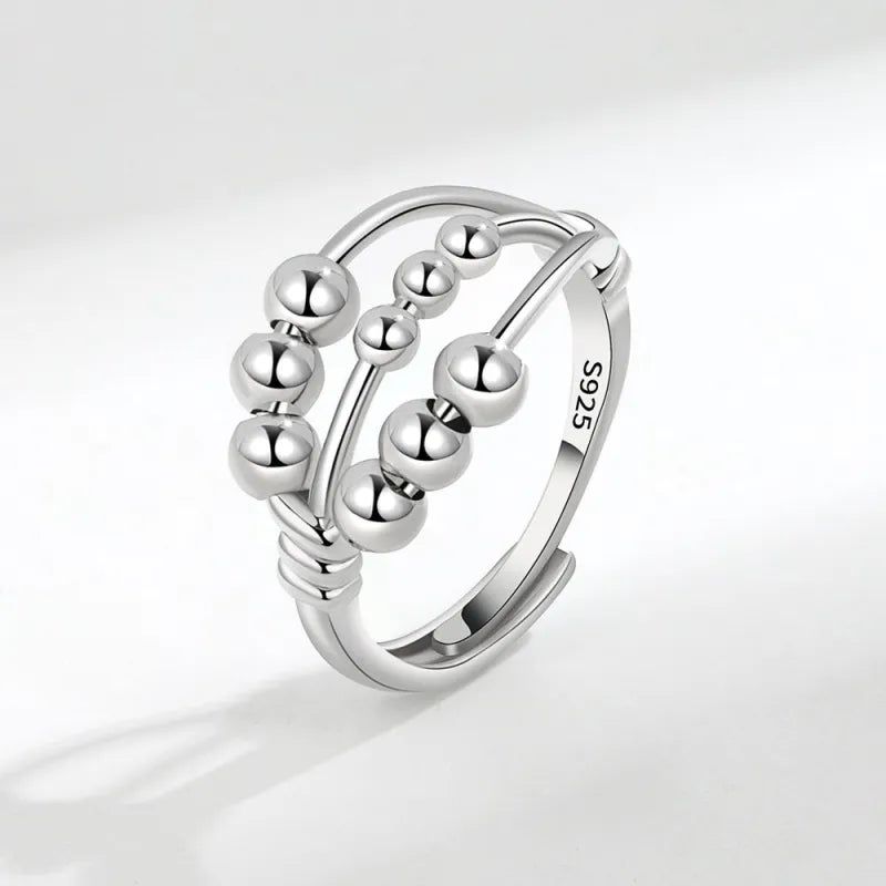 Three-Layer Beaded Spinner Anxiety Ring