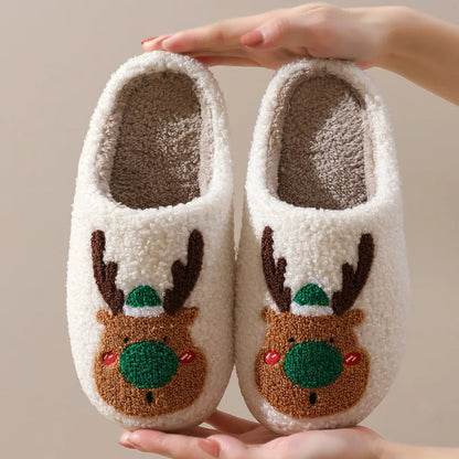 Christmas Reindeer Winter Plush Slippers - Warm & Cozy