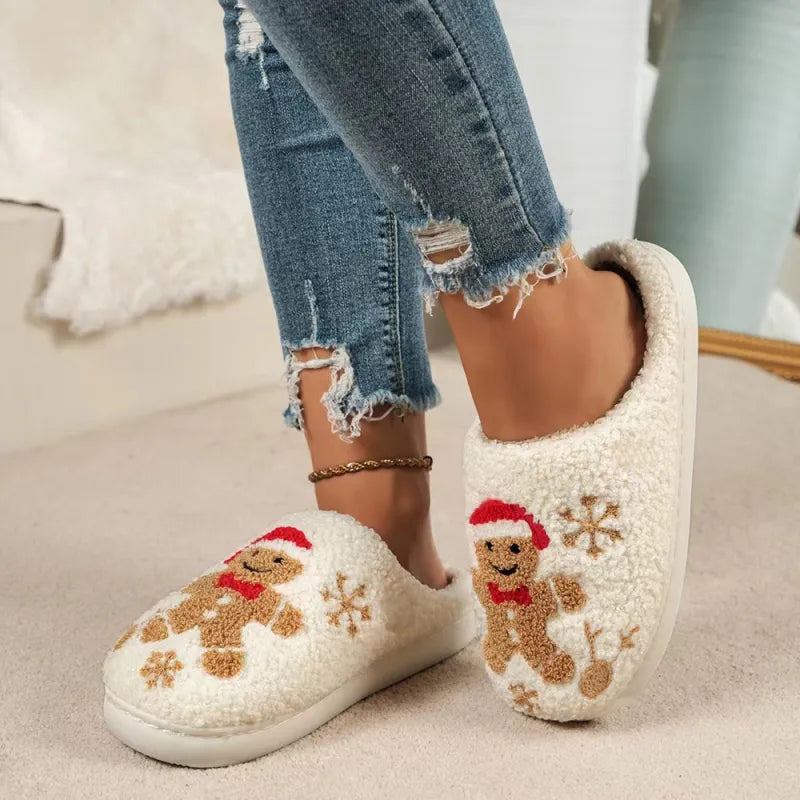 Christmas Plush Slippers  – Warm Non-Slip Indoor Winter Shoes