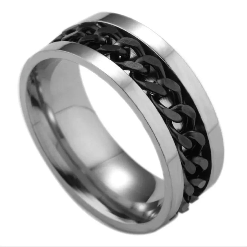 Rotating Silver Chain Anxiety Ring