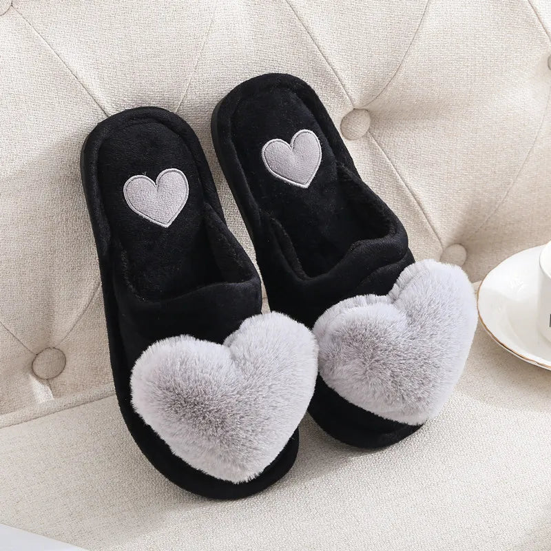 Warm Plush Love Slippers – Soft Valentine Home Shoes