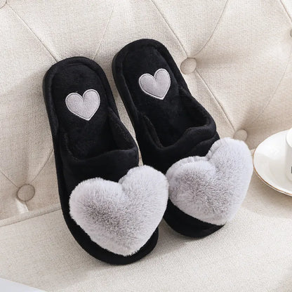Warm Plush Love Slippers – Soft Valentine Home Shoes