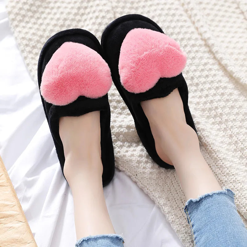 Warm Plush Love Slippers – Soft Valentine Home Shoes