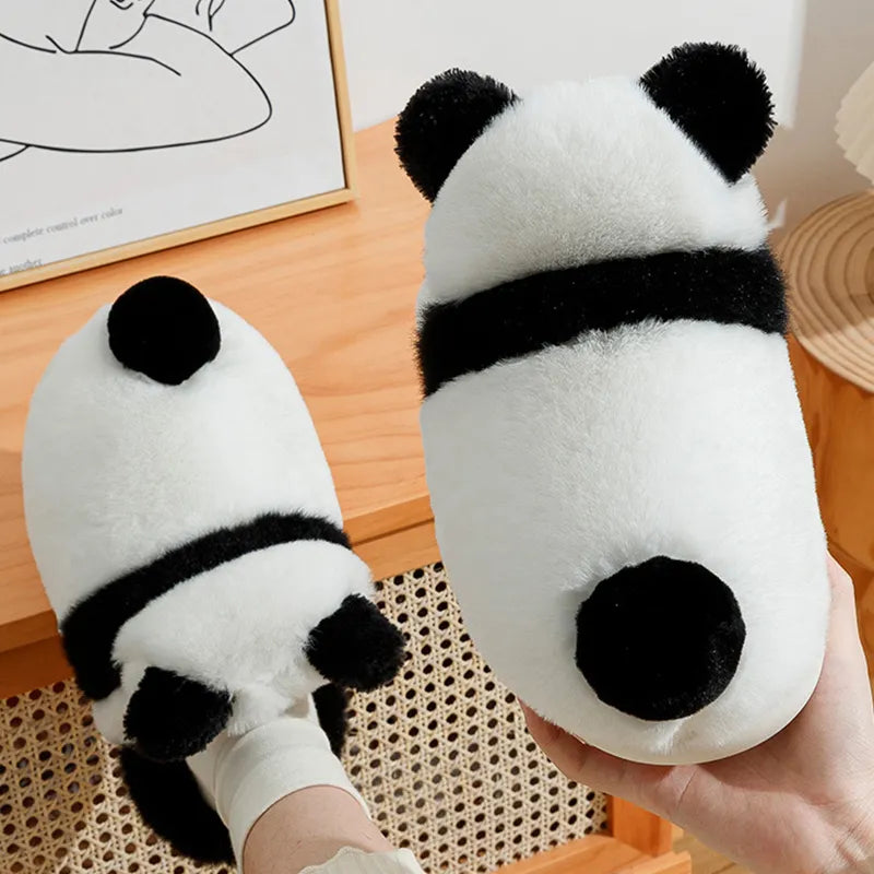 Kawaii Panda Plush Slippers – Soft Warm Indoor Winter House Shoes