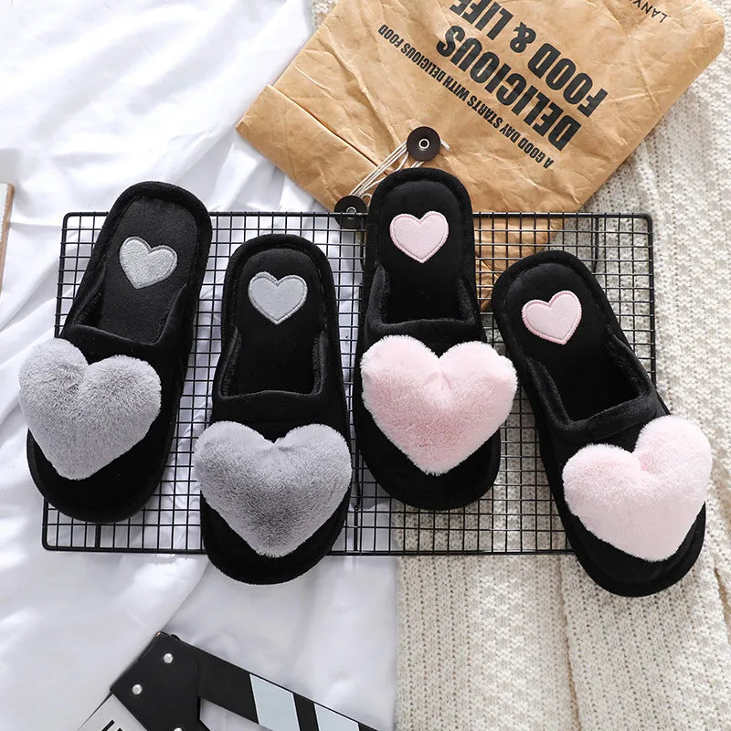 Warm Plush Love Slippers – Soft Valentine Home Shoes