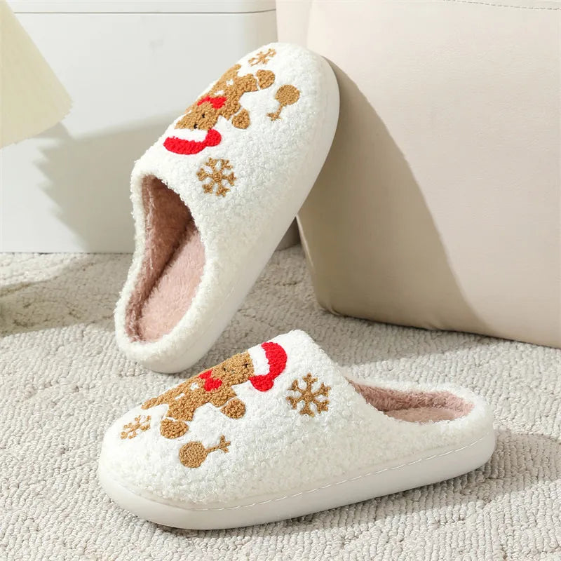 Christmas Plush Slippers  – Warm Non-Slip Indoor Winter Shoes
