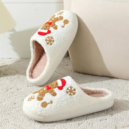 Christmas Plush Slippers  – Warm Non-Slip Indoor Winter Shoes