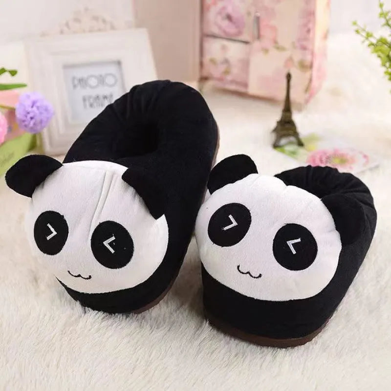 Cute Panda Plush Slippers – Warm Winter Indoor House Shoes