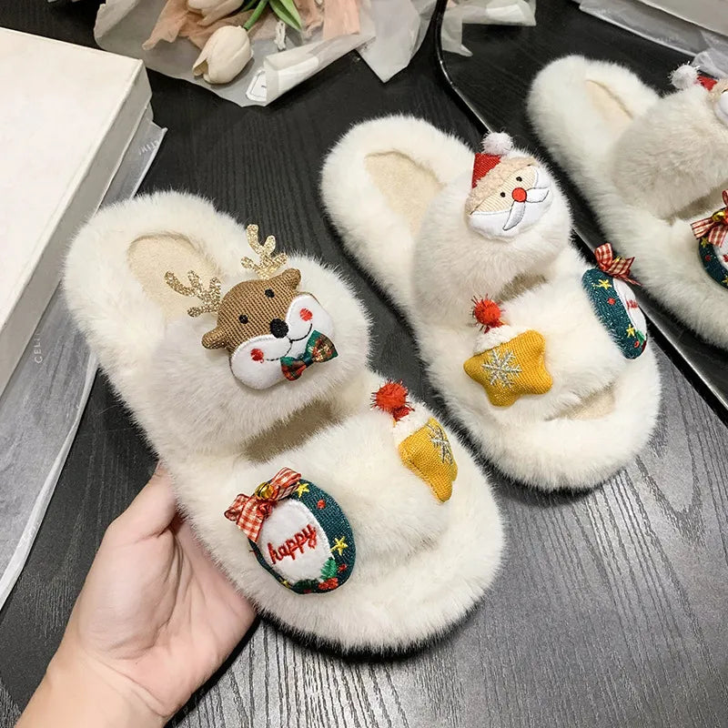 Women's Cute Christmas Cartoon Cotton Slippers