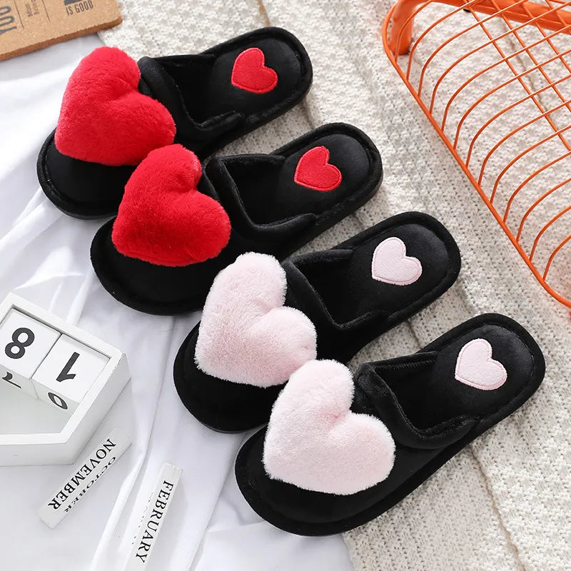 Warm Plush Love Slippers – Soft Valentine Home Shoes