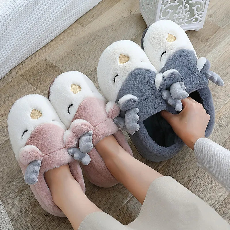 Cozy Christmas Reindeer Plush Slippers – Warm Winter House Shoes for Men & Women