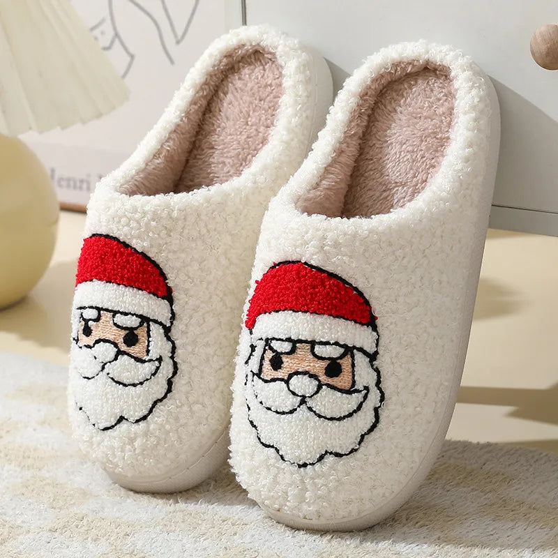 Santa Claus Slippers – Cozy Furry Christmas Shoes for Men & Women