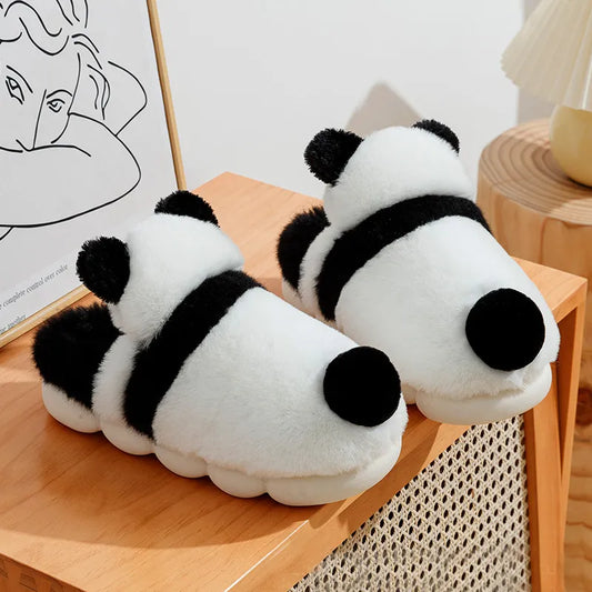 Kawaii Panda Plush Slippers – Soft Warm Indoor Winter House Shoes