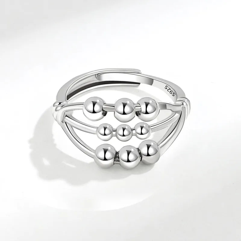 Three-Layer Beaded Spinner Anxiety Ring