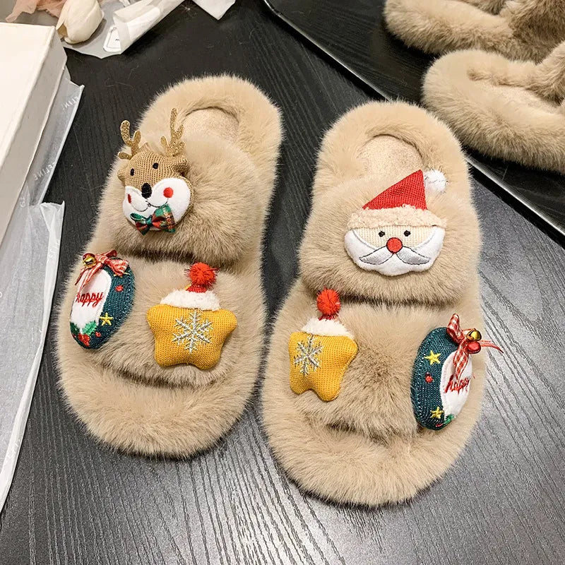 Women's Cute Christmas Cartoon Cotton Slippers