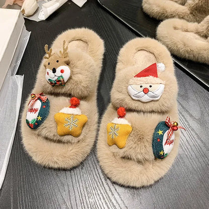 Women's Cute Christmas Cartoon Cotton Slippers
