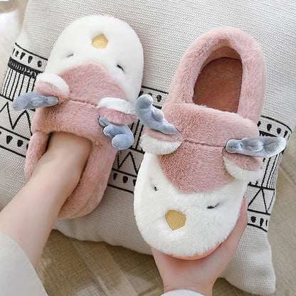 Cozy Christmas Reindeer Plush Slippers – Warm Winter House Shoes for Men & Women