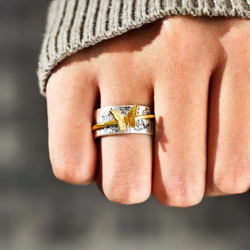 Elegant Two-Tone Anxiety Relief Ring