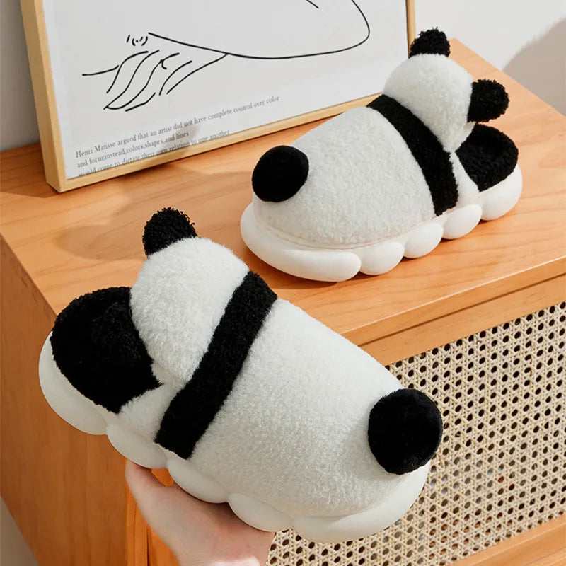 Kawaii Panda Plush Slippers – Soft Warm Indoor Winter House Shoes