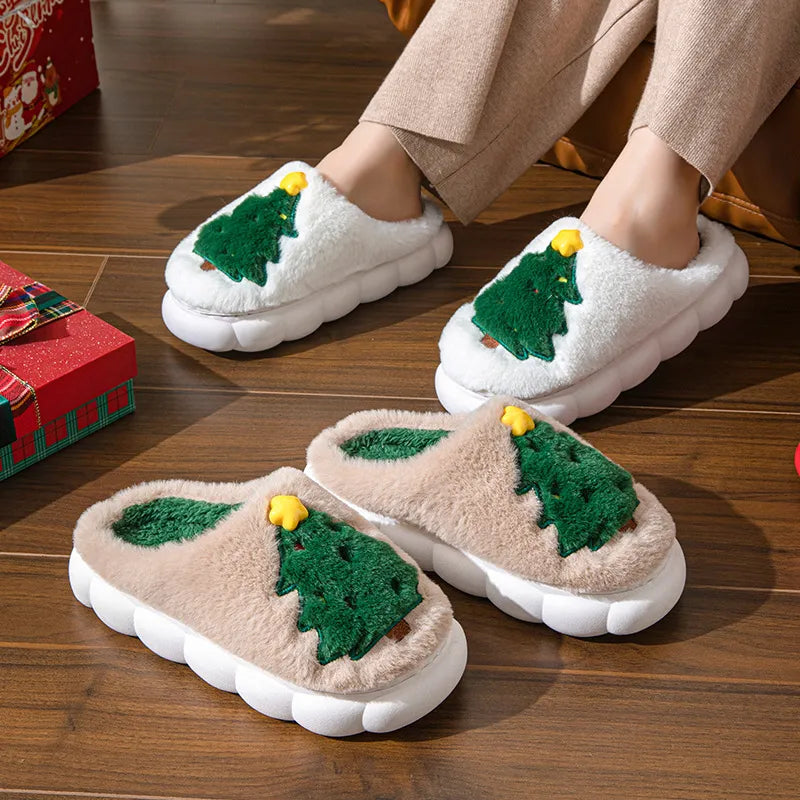Cozy Christmas Slippers | Warm Plush Tree