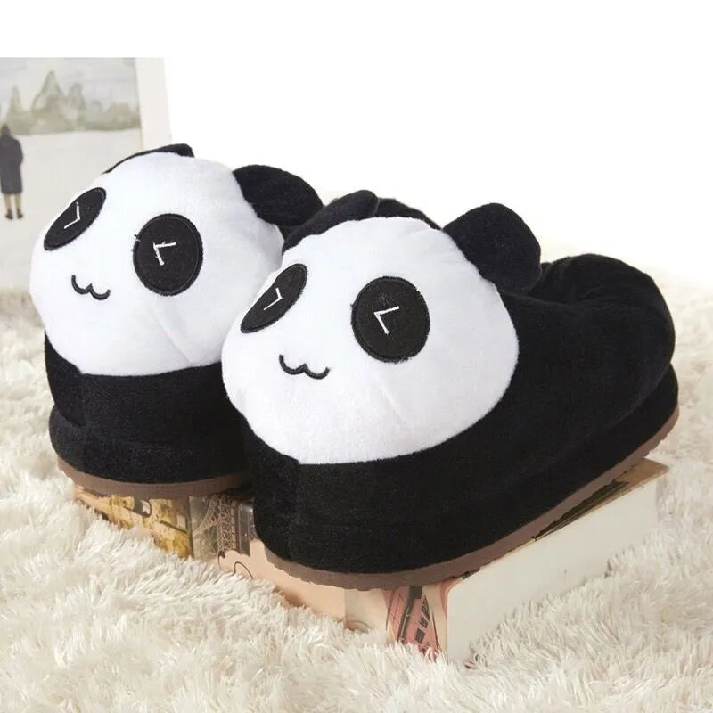 Cute Panda Plush Slippers – Warm Winter Indoor House Shoes