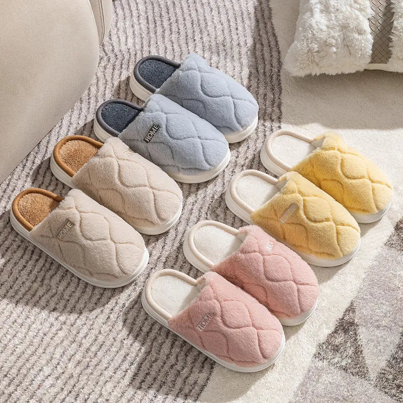 Couple Plush Winter Slippers | Cozy Warm Indoor House Shoes for Men & Women